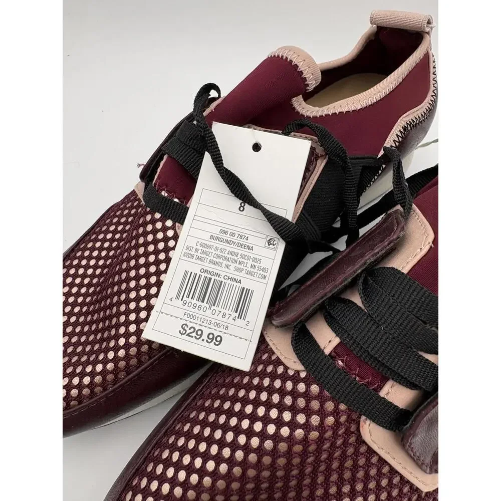 New With Tags 30$ retail Burgundy Sneakers Shoes Time and Tru woman’s Size 8 - Picture 3 of 5